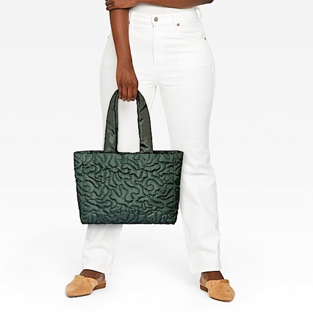 Wild Fable Quilted Puffy Tote Handbag Olive Green Puffer Bag